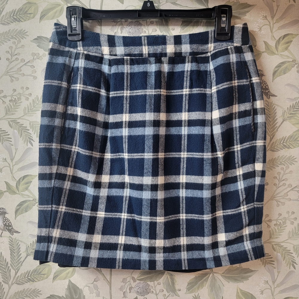 Tommy Hilfiger Navy and White Plaid Pencil Skirt